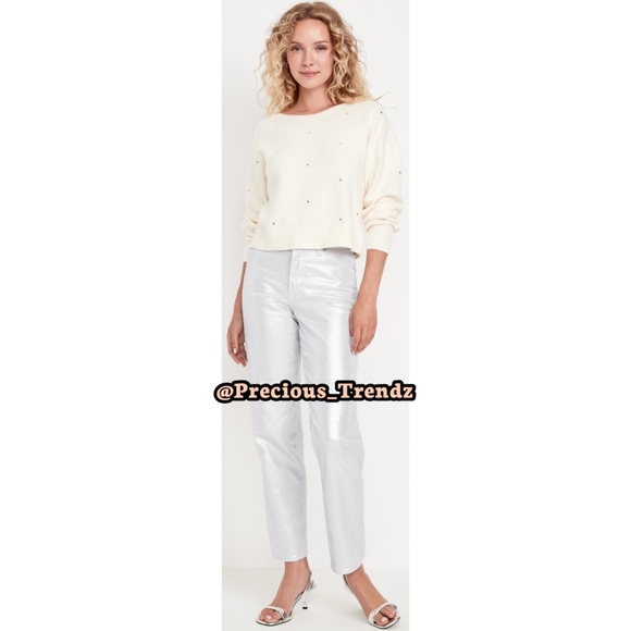 ☀️ Old Navy High-Waisted Silver Shine OG Loose Jeans Women’s Plus Size 18 - Picture 2 of 6